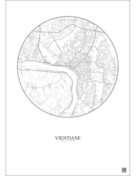 Affiche Vientiane – Poster carte de ville 10km | Gravura – Fond clair