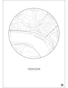 Affiche Vientiane – Poster carte de ville 2.5km | Gravura – Fond clair