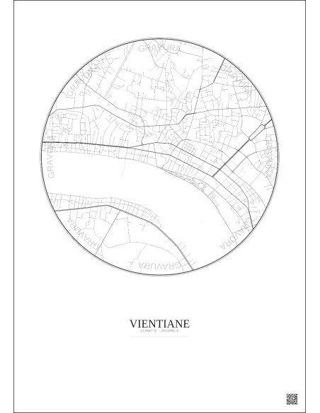 Affiche Vientiane – Poster carte de ville 2.5km | Gravura – Fond clair