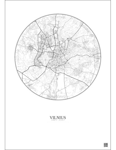 Vilnius City Map Poster 10km | Gravura – Light background