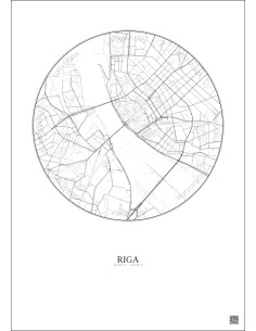 Affiche Riga – Poster carte de ville 2.5km | Gravura – Fond clair