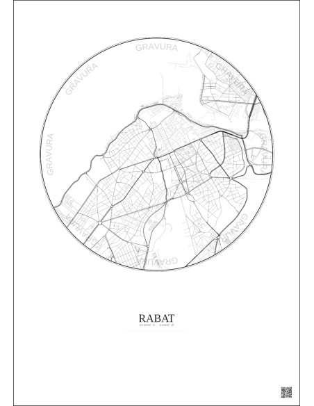 Affiche Rabat – Poster carte de ville 2.5km | Gravura – Fond clair