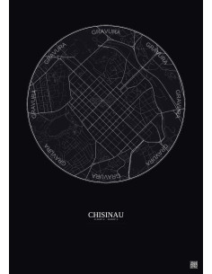 Affiche Chisinau – Poster carte de ville 2.5km | Gravura – Fond foncé