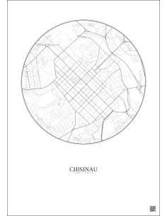 Affiche Chisinau – Poster carte de ville 2.5km | Gravura – Fond clair