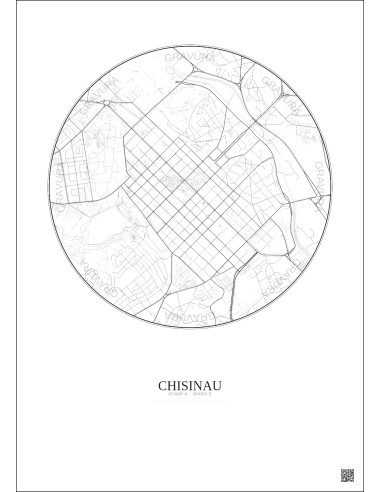 Affiche Chisinau – Poster carte de ville 2.5km | Gravura – Fond clair