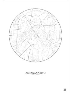 Affiche Antananarivo – Poster carte de ville 2.5km | Gravura – Fond clair