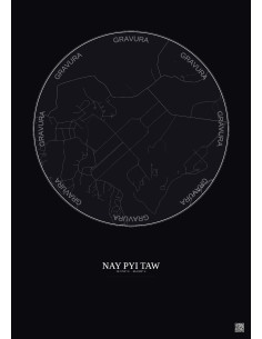 Affiche Nay Pyi Taw – Poster carte de ville 2.5km | Gravura – Fond foncé