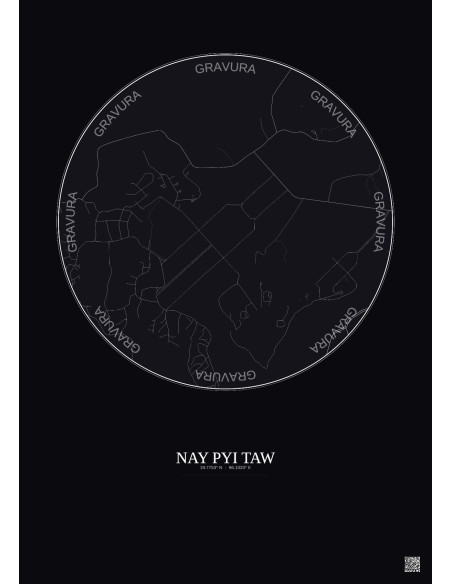 Nay Pyi Taw City Map Poster 2.5km | Gravura – Dark background