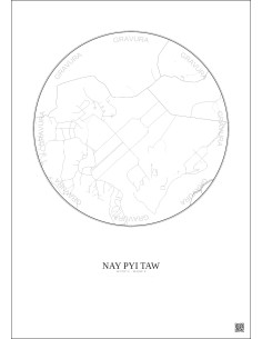 Affiche Nay Pyi Taw – Poster carte de ville 2.5km | Gravura – Fond clair