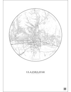 Affiche Ulaanbaatar – Poster carte de ville 10km | Gravura – Fond clair