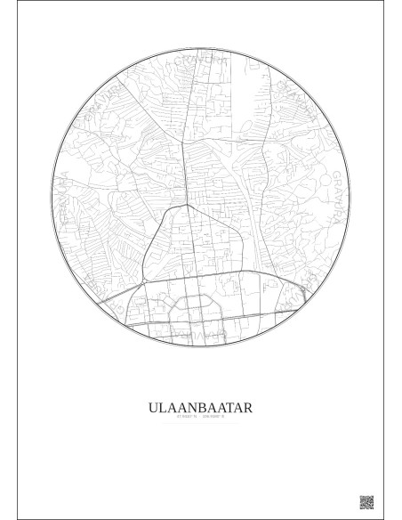 Ulaanbaatar City Map Poster 2.5km | Gravura – Light background