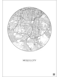 Affiche Mexico City – Poster carte de ville 10km | Gravura – Fond clair