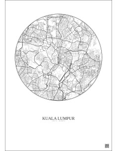Affiche Kuala Lumpur – Poster carte de ville 10km | Gravura – Fond clair