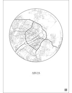 Affiche Abuja – Poster carte de ville 10km | Gravura – Fond clair