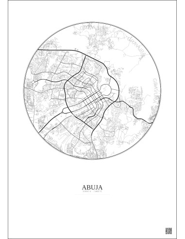 Affiche Abuja – Poster carte de ville 10km | Gravura – Fond clair