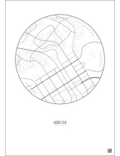 Affiche Abuja – Poster carte de ville 2.5km | Gravura – Fond clair