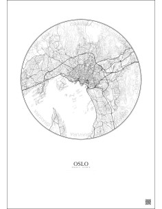 Affiche Oslo – Poster carte de ville 10km | Gravura – Fond clair