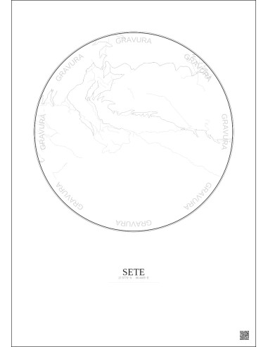 Affiche Sete – Poster carte de ville 2.5km | Gravura – Fond clair