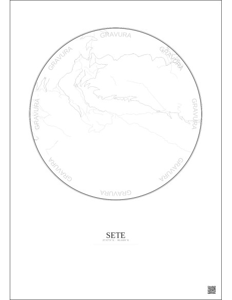 Affiche Sete – Poster carte de ville 2.5km | Gravura – Fond clair