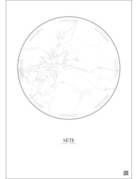 Affiche Sete – Poster carte de ville 10km | Gravura – Fond clair