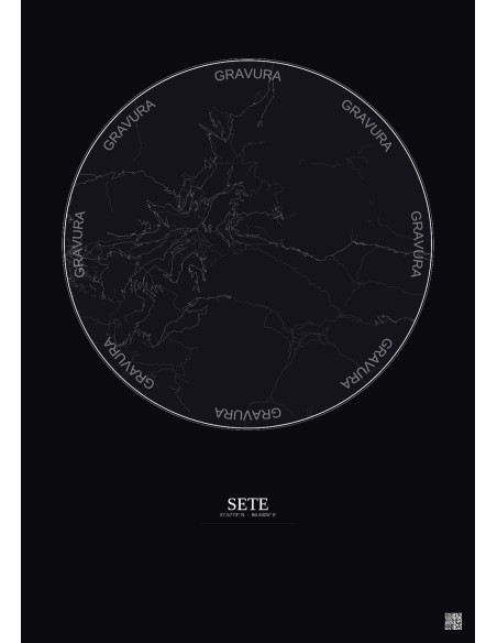 Affiche Sete – Poster carte de ville 10km | Gravura – Fond foncé