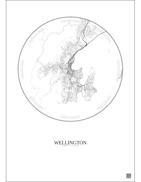 Affiche Wellington – Poster carte de ville 10km | Gravura – Fond clair