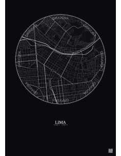 Affiche Lima – Poster carte de ville 2.5km | Gravura – Fond foncé