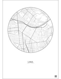 Affiche Lima – Poster carte de ville 2.5km | Gravura – Fond clair