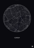 Affiche London – Poster carte de ville | Gravura – Fond foncé