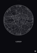Affiche London – Poster carte de ville | Gravura – Fond foncé