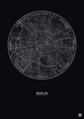 Affiche Berlin – Poster carte de ville | Gravura – Fond foncé
