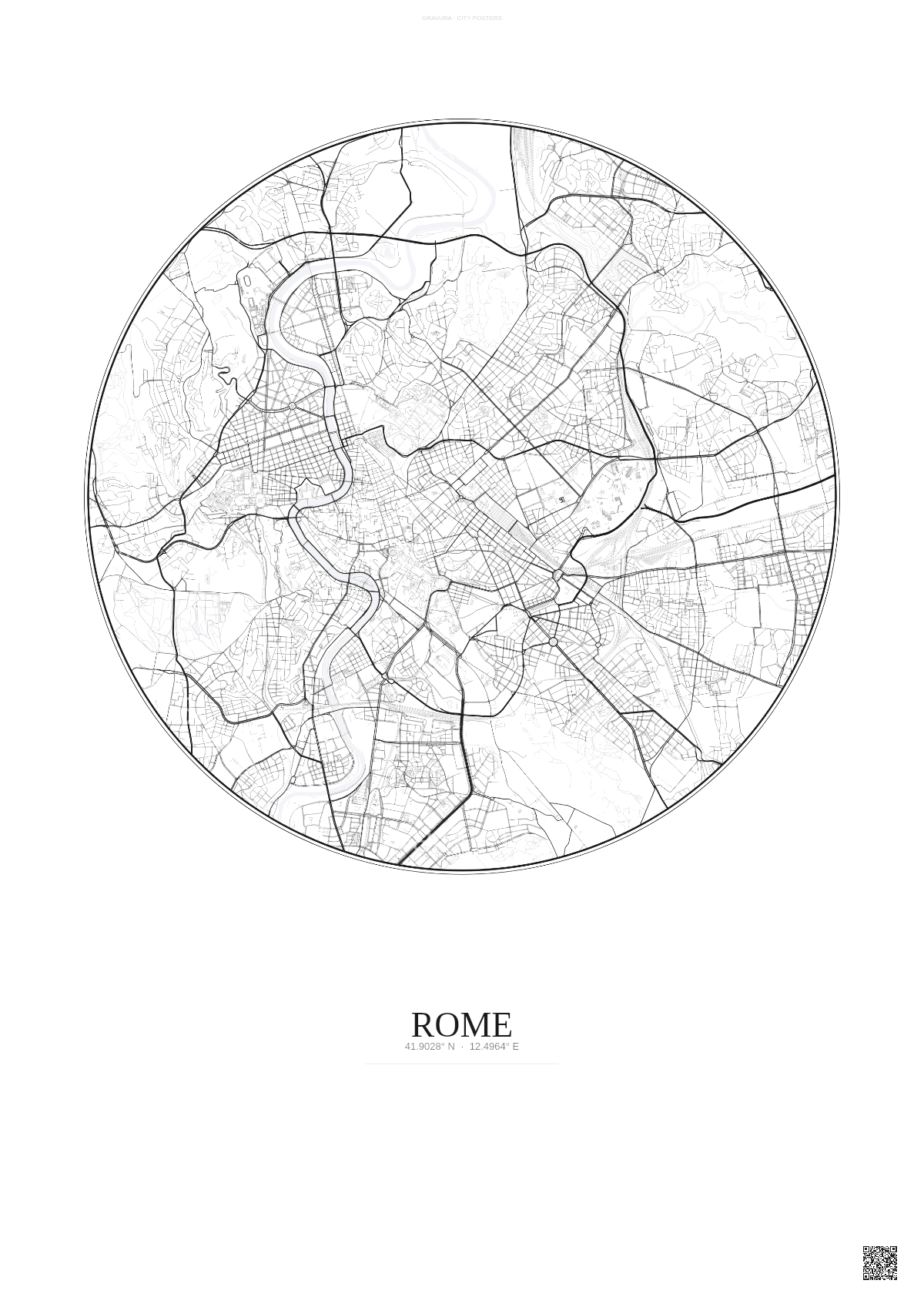 Affiche Rome – Poster carte de ville | Gravura – Fond clair