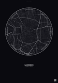 Affiche Madrid – Poster carte de ville | Gravura – Fond foncé