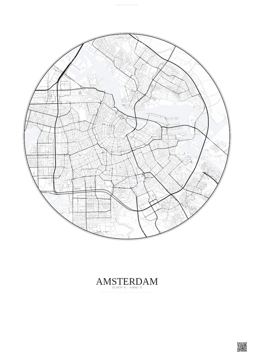 Affiche Amsterdam – Poster carte de ville | Gravura – Fond clair