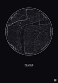 Affiche Prague – Poster carte de ville | Gravura – Fond foncé