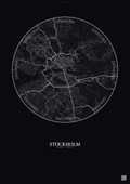 Affiche Stockholm – Poster carte de ville | Gravura – Fond foncé