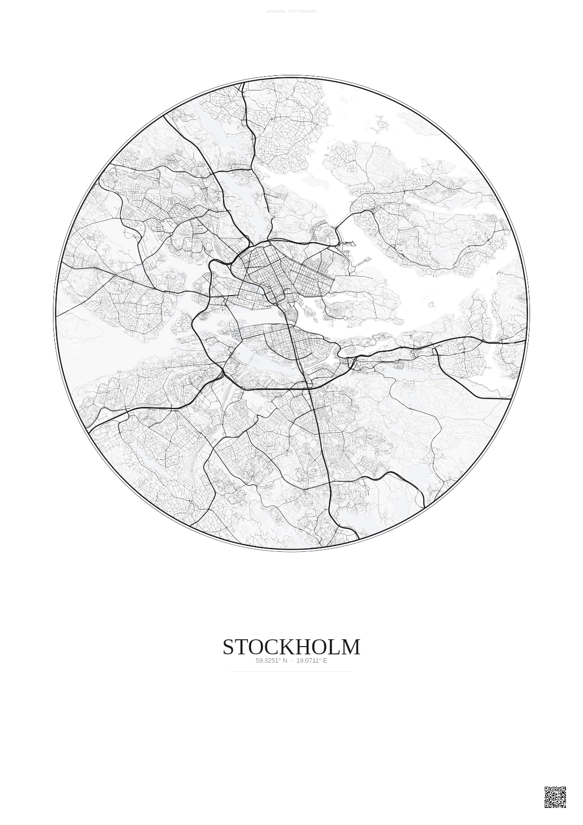 Affiche Stockholm – Poster carte de ville | Gravura – Fond clair
