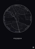 Affiche Stockholm – Poster carte de ville | Gravura – Fond foncé