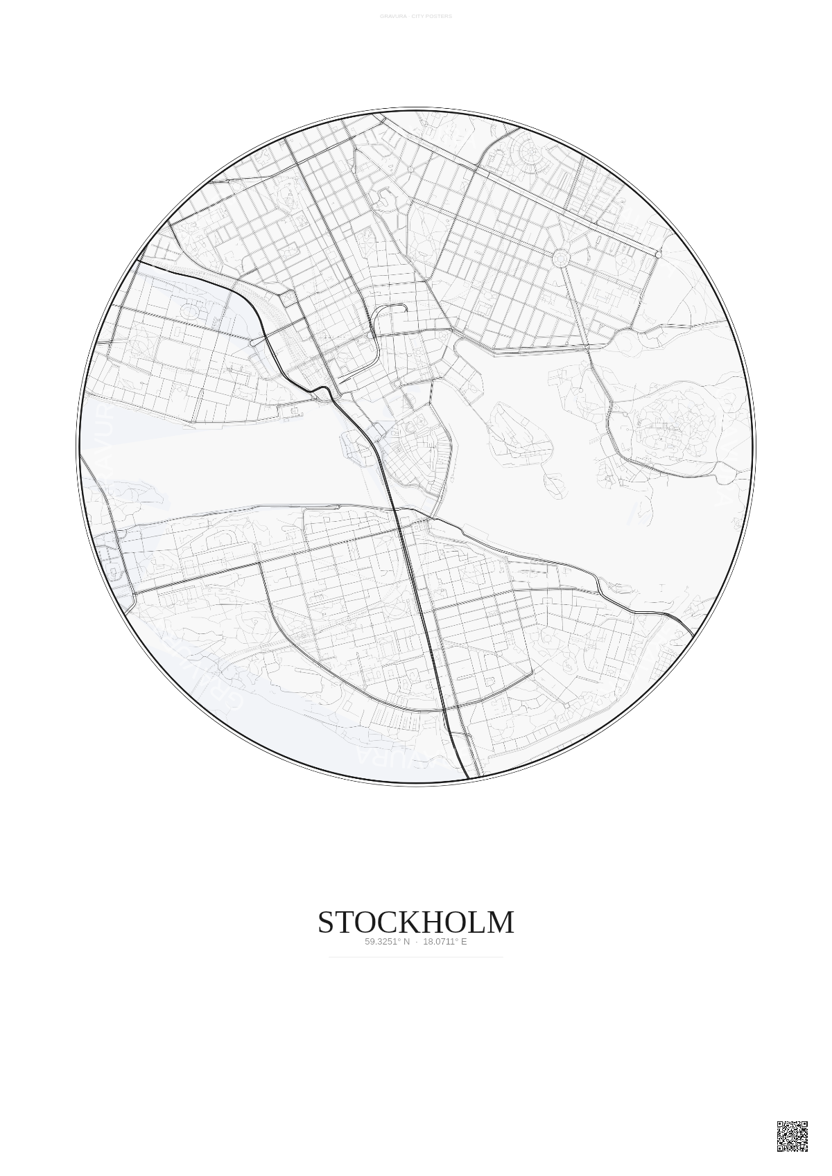 Affiche Stockholm – Poster carte de ville | Gravura – Fond clair