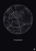 Affiche Stockholm – Poster carte de ville | Gravura – Fond foncé