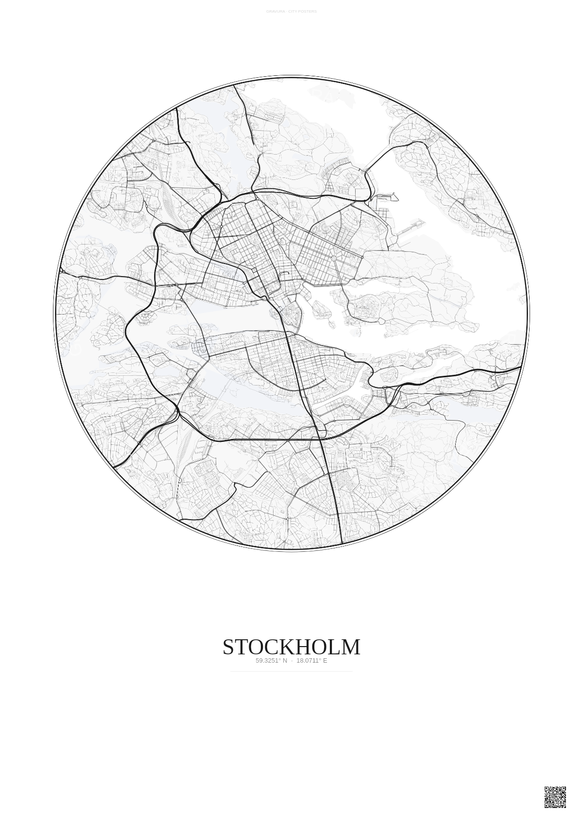 Affiche Stockholm – Poster carte de ville | Gravura – Fond clair