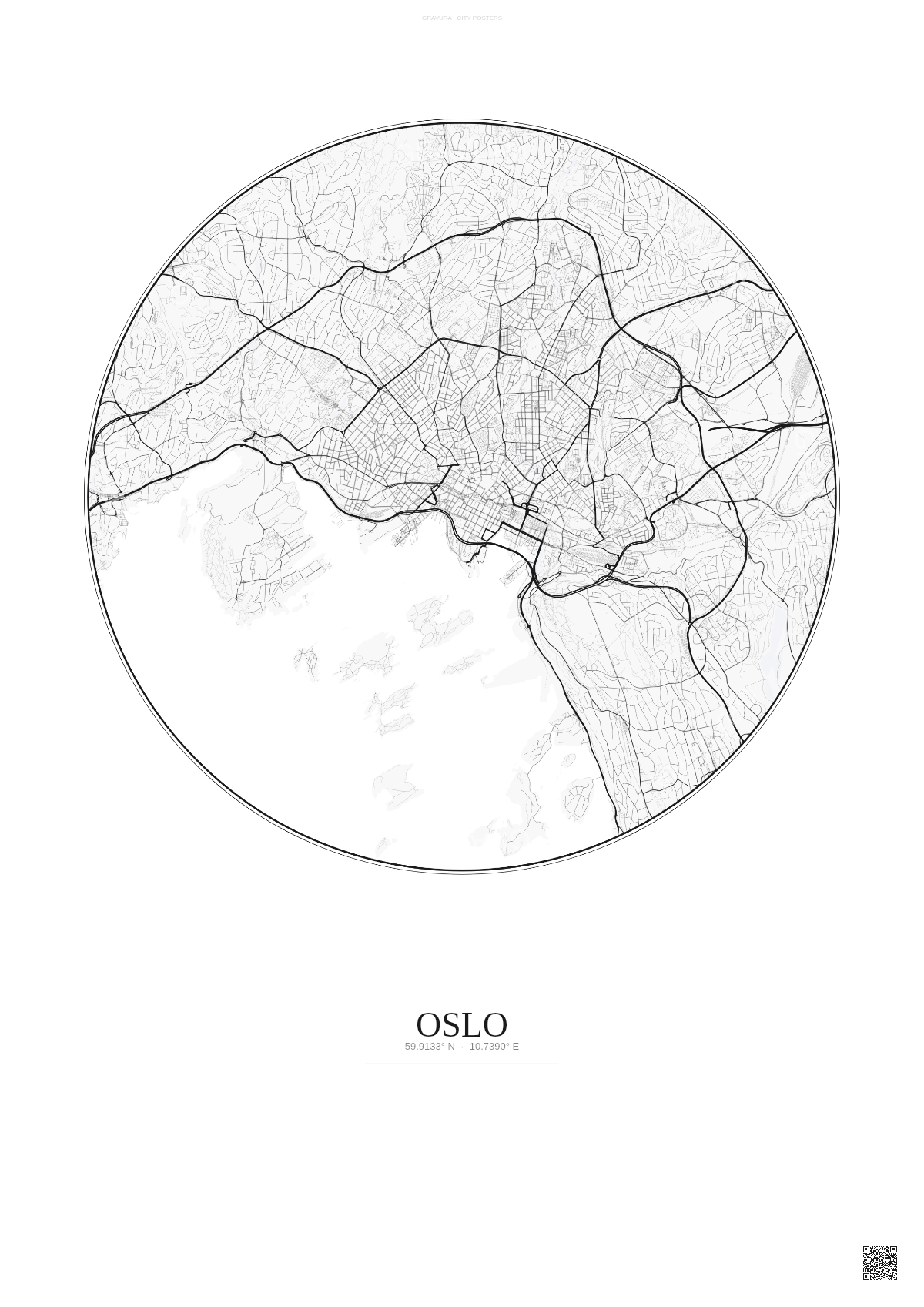 Affiche Oslo – Poster carte de ville | Gravura – Fond clair