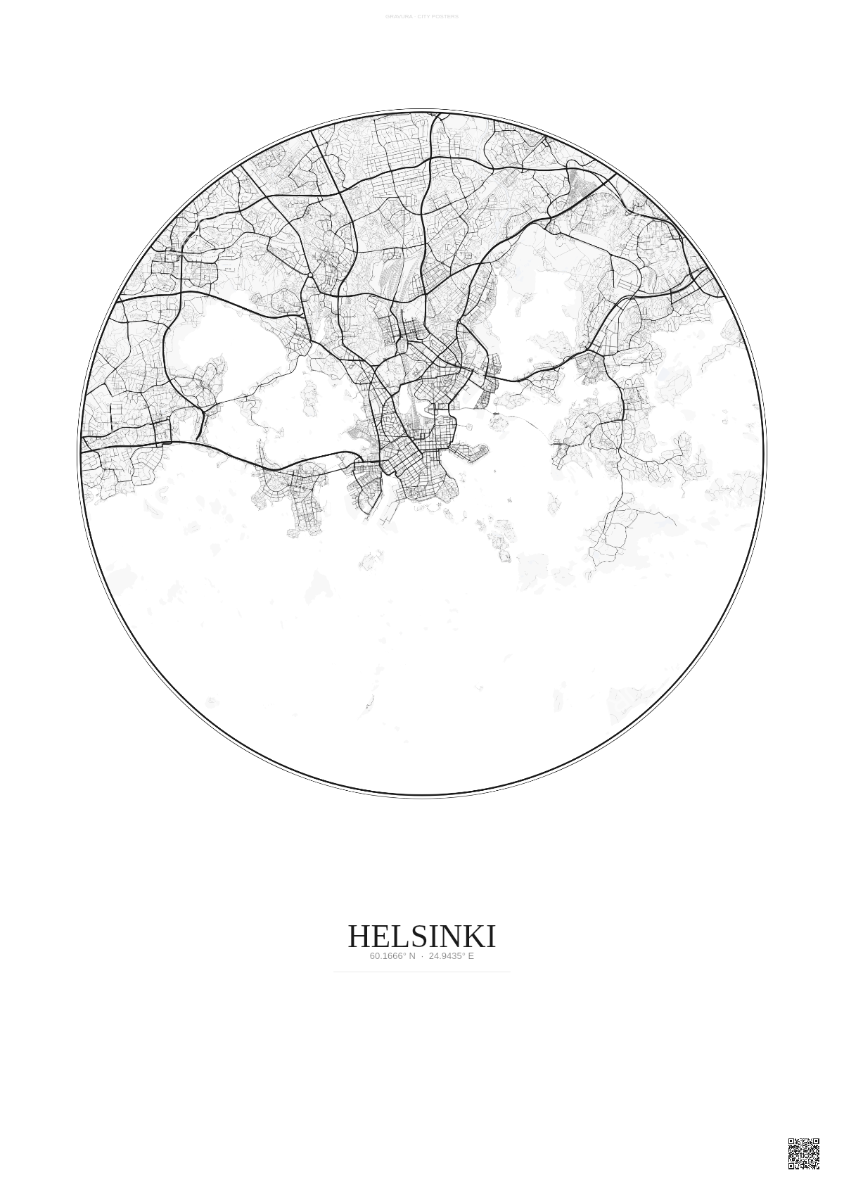 Affiche Helsinki – Poster carte de ville | Gravura – Fond clair