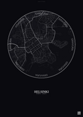 Affiche Helsinki – Poster carte de ville | Gravura – Fond foncé
