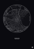 Affiche Dublin – Poster carte de ville | Gravura – Fond foncé