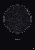 Affiche Dublin – Poster carte de ville | Gravura – Fond foncé