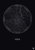 Affiche Dublin – Poster carte de ville | Gravura – Fond foncé