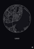 Affiche Lisbon – Poster carte de ville | Gravura – Fond foncé