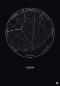 Affiche Lisbon – Poster carte de ville | Gravura – Fond foncé