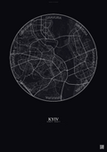Affiche Kyiv – Poster carte de ville | Gravura – Fond foncé